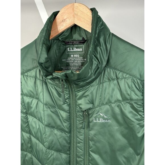 LL Bean Primaloft Packaway Puffer Vest Women’s Medium Reg Green Full Zip - Picture 3 of 14